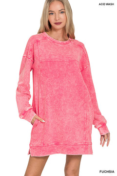Acid Wash Fall Dress- Zenana