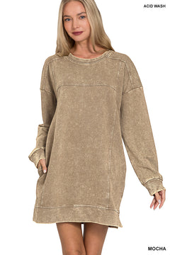 Acid Wash Fall Dress- Zenana