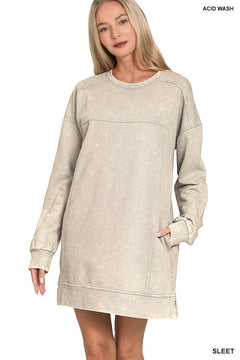 Acid Wash Fall Dress- Zenana