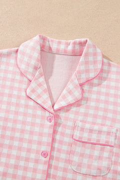 Gingham Long Sleeve Shirt & Pants Pajama Set