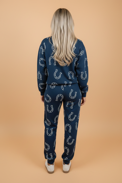 Western Horseshoe Sweatshirt & Elastic Waist Pants Set