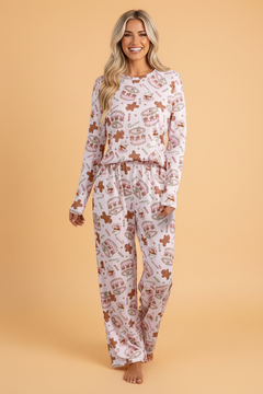 Christmas Ribbed Knit Top & Pants Pajama Set