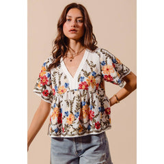 Becca floral embroidered top