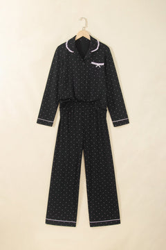 Polka Dot Long Sleeve Shirt & Pants Pajama Set