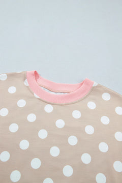 Polka Dot Long Sleeve Top & Drawstring Pants Set