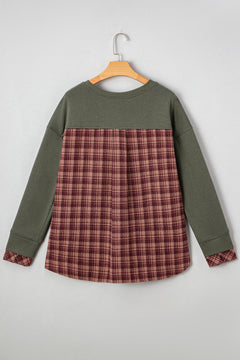 Plaid Patchwork Drop Shoulder Sweatshirt