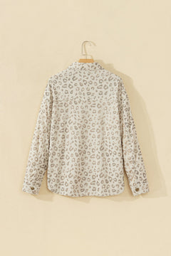 Leopard Corduroy Collared Patch Pocket Jacket