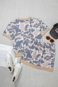 Retro Camo Colorblock Top & Trim Skort Set