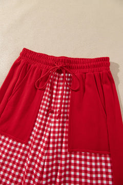 Gingham Patchwork Long Sleeve Top & Pant Set