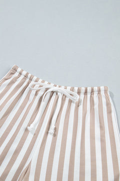 Stripe Colorblock Polo Top & Drawstring Shorts Set