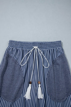 Stripe Patchwork Raw Seam Top & Pants Set
