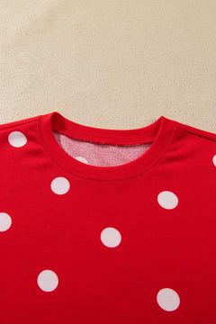 Polka Dot Raw Hem Sweatshirt & Skort Set