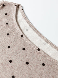 Polka Dot Boat Neck Knit Long Sleeve Shirt