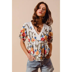 Becca floral embroidered top