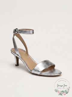 Naturalizer Women's Ankle Strap Sandals, Soft Silver Leather, Size 7